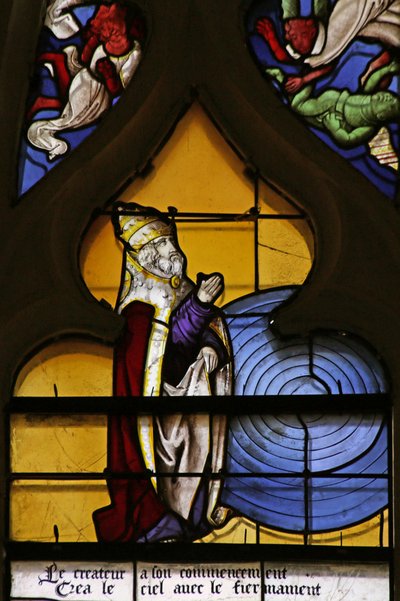 Vitrail représentant Dieu créant le Firmament - French School